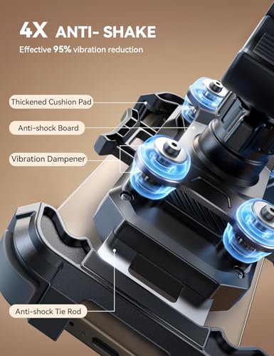 JOYROOM Motorcycle Phone Mount Holder - [Dual Vibration Dampener] 150mph Anti-Shock Phone Holder for Motorcycle [Upgrade Metal Handlebar Clamp] - Bicycle Bike Phone Holder Mount for 4.7-7