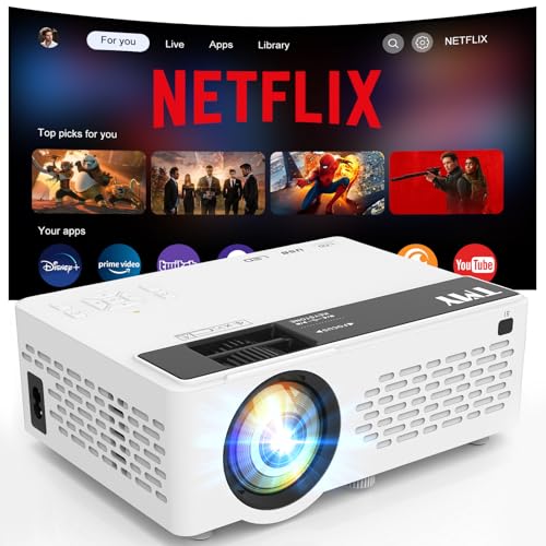 TMY Mini Projector, Upgraded Bluetooth Projector with Screen, 1080P Full HD Portable Projector, Movie Projector Compatible with TV Stick Smartphone/HDMI/USB, indoor & outdoor use