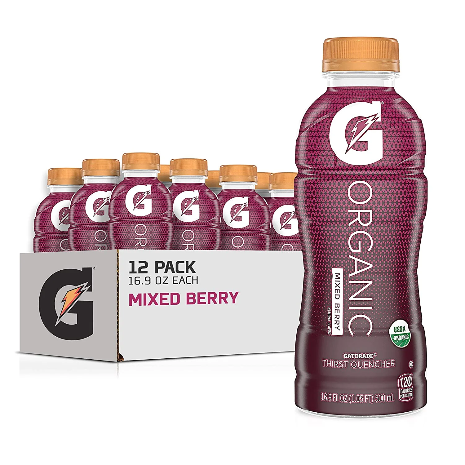G Organic, Mixed Berry, Gatorade Sports Drink, USDA Certified Organic, 16.9 oz. Bottle (Pack of 12)Flavor: Mixed Berry
