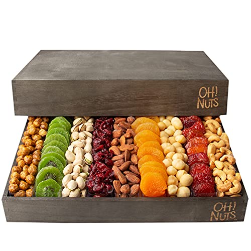 Nut and Dried Fruit Gift Basket - Assorted Nuts and Dried Fruits Holiday Snack Box - Birthday, Anniversary, Corporate Treat Box for Women, Men - Oh! Nuts