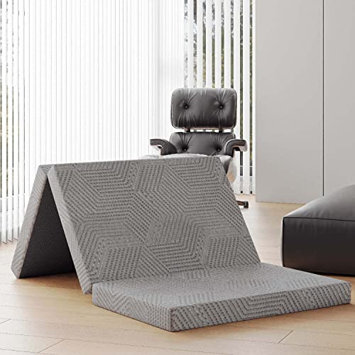 Folding Mattress, 4 Inch CertiPUR-US Certified Twin XL Portable Trifold Memory Foam Mattress with Washable Cover, Foldable Guest Bed, Travel Mat, 38