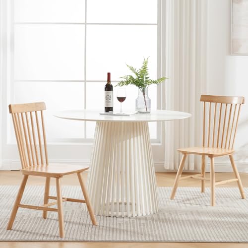 Black Windsor Dining Chairs Set of 2, French Country Solid Wood Side Chair with Spindle Back, Farmhouse Oak Accent Chair for Home Kitchen/Dining Room/Restaurant/Patio, Black