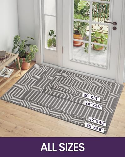 DEXI Front Door Mats for Entryway, Non Slip Washable Entry Doormat, Absorbent Resist Dirt Inside Floor Mat, Low-Profile Entrance Mat, 35