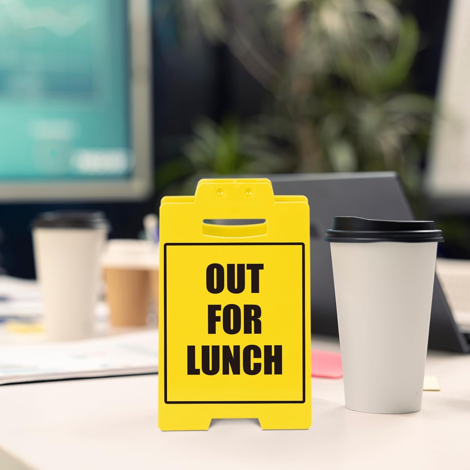 OUT FOR LUNCH Sign, Office Desk Accessories, Office Essentials for Women, Office Supplies for Desk, Cubicle Accessories, Office Decor for Women & Men, Will Be Right Back