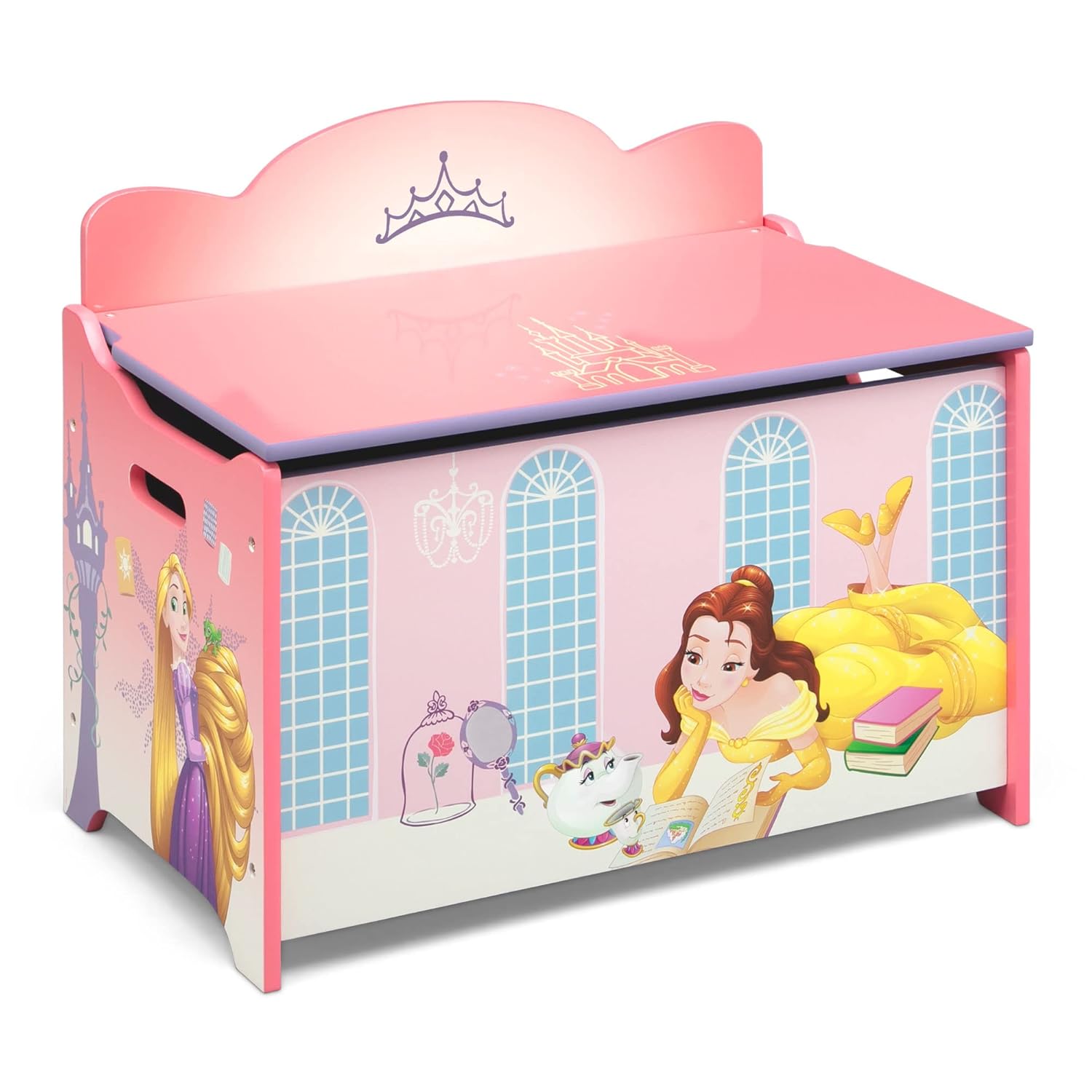 Delta Children Deluxe Toy Box, Disney Princess & Disney Minnie Mouse 6 Bin Design and Store Toy Organizer