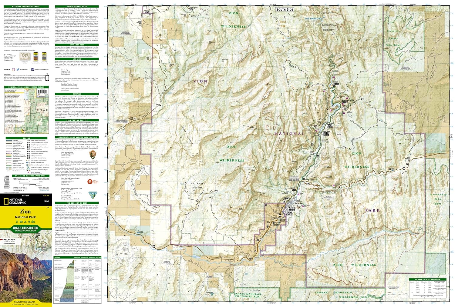 Zion National Park Map (National Geographic Trails Illustrated Map, 214)
