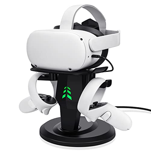 alcopanda VR Stand, Headset Charging Dock, VR Display Stand Accessories for Meta Quest 2, PSVR 2,Rift, Rift S,Valve Index Headset and Touch Controllers