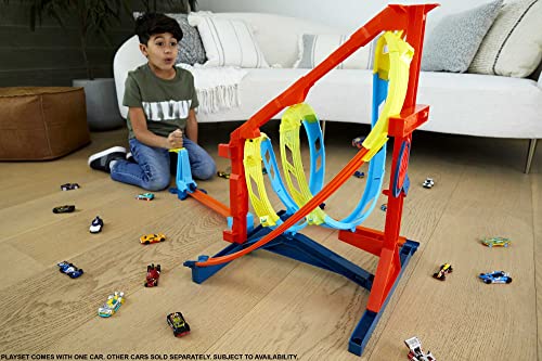 Hot Wheels Toy Car Track Set, Track Builder Unlimited Corkscrew Twist Kit Playset & 1:64 Scale Vehicle, 2 Ways to Race, Connects to Other Tracks