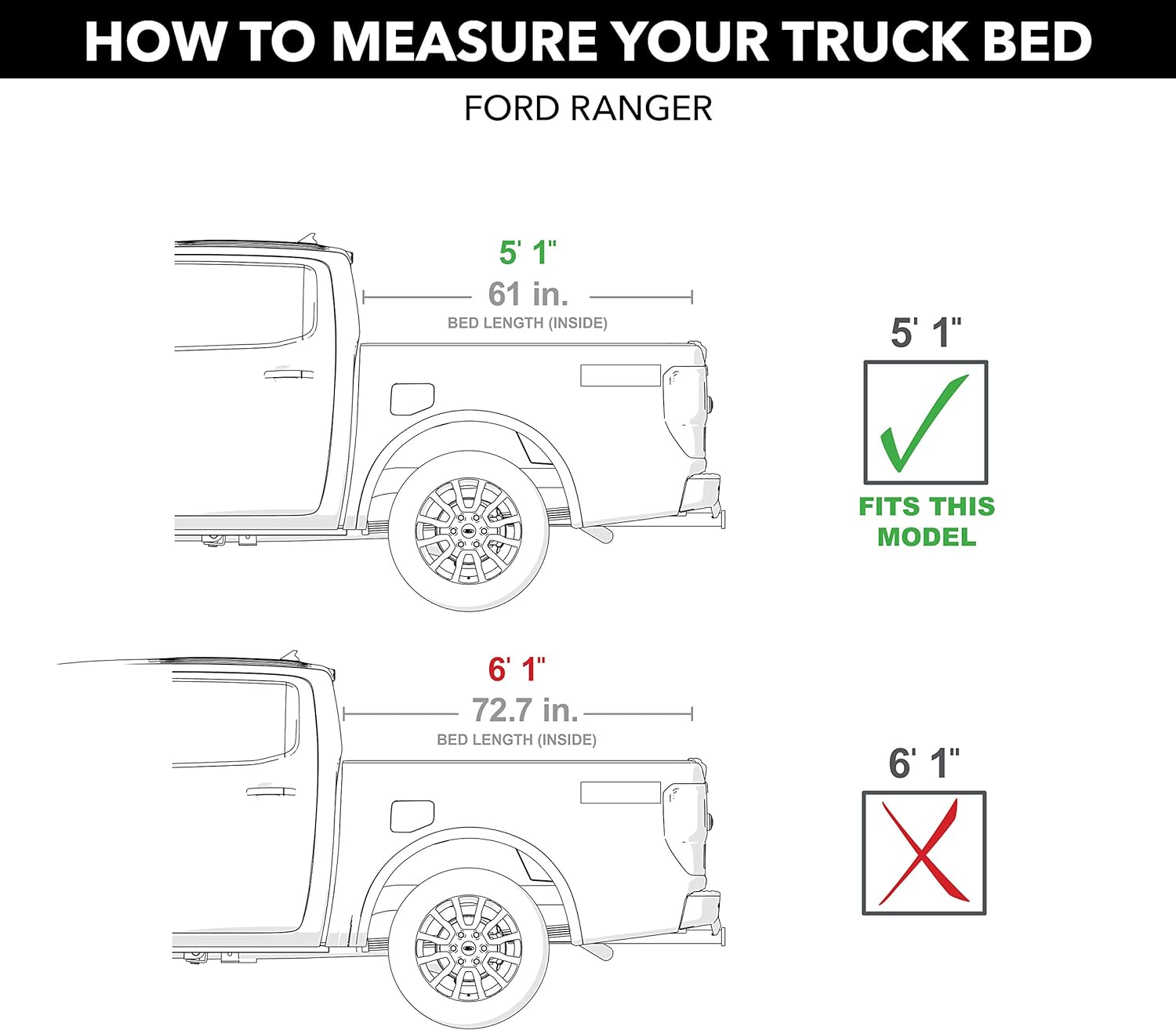 Gator EFX Hard Tri-Fold Truck Bed Tonneau Cover | GC24022 | Fits 2019 - 2022 Ford Ranger 5' 1