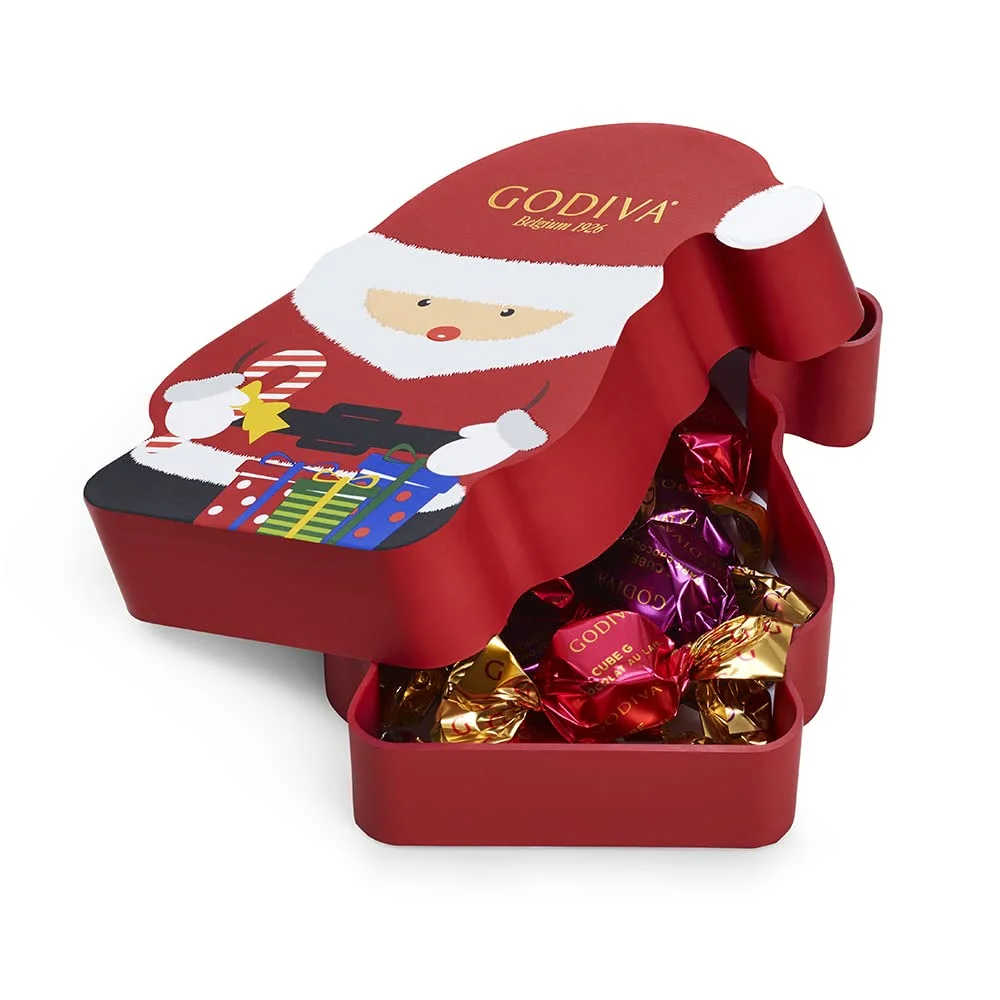 Holiday Santa Truffle Tin - 8 Piece Individually Wrapped Assorted Gourmet Chocolate Candy - Set Of 6 Giftable Tins – Unique Christmas Gift For Chocolate Lovers