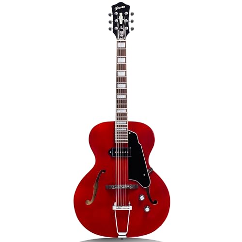 GROTE Jazz Electric Guitar Hollow Body Chrome Hardware P90 pickup (RED)