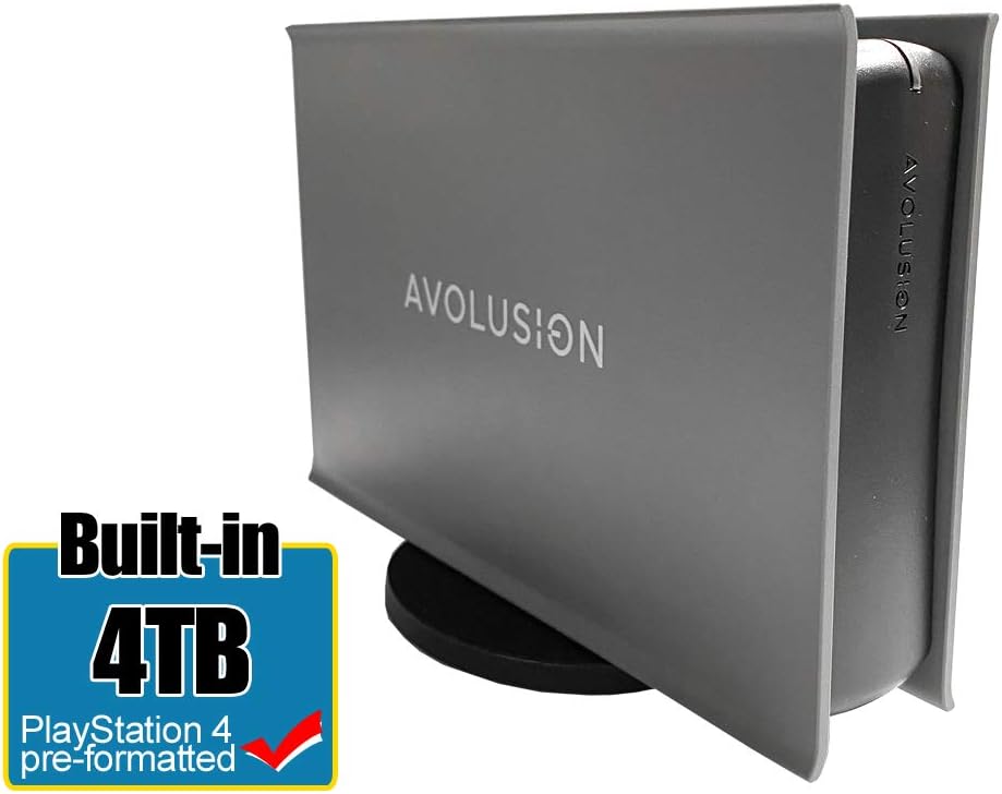 Avolusion PRO-5X Series 4TB USB 3.0 External Gaming Hard Drive Works for PS4 Original, Slim & Pro (Grey)
