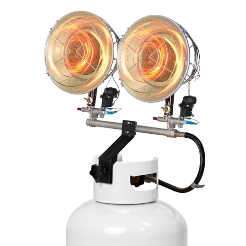 VEVOR Propane Tank Top Heater, 30000 BTU Rapid Heating 180-Degree Infrared Radiant Tank Top Gas Heater, 3 Heat Settings for Ice Fishing/Hunting/Outdoor Work, Single Burner Square