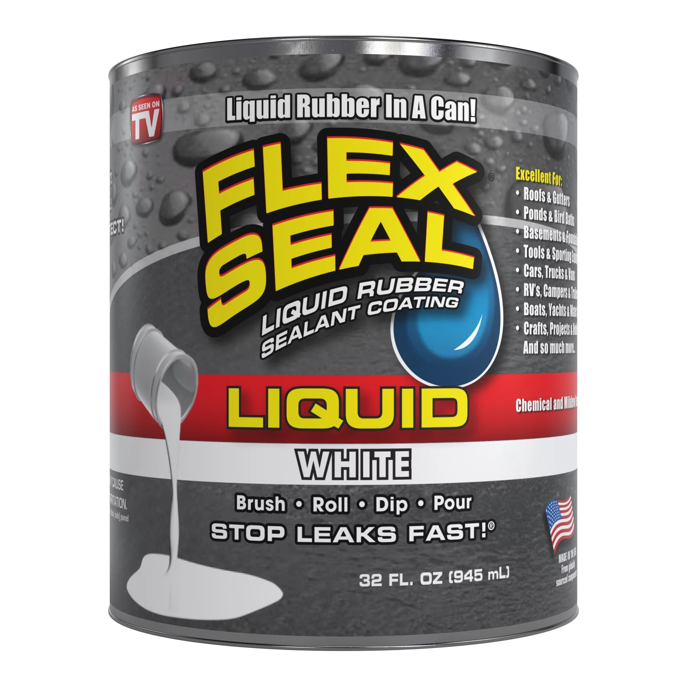 Flex Seal Liquid Rubber Sealant Coating, 32 oz, White