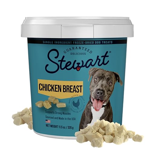 Stewart Single Ingredient Freeze Dried Raw Dog Treats, Chicken Breast, 14.8 Ounce Value Size Resealable Tub, Training Treats or Meal Topper Dogs, High Protein, Grain-Free, Gluten-Free