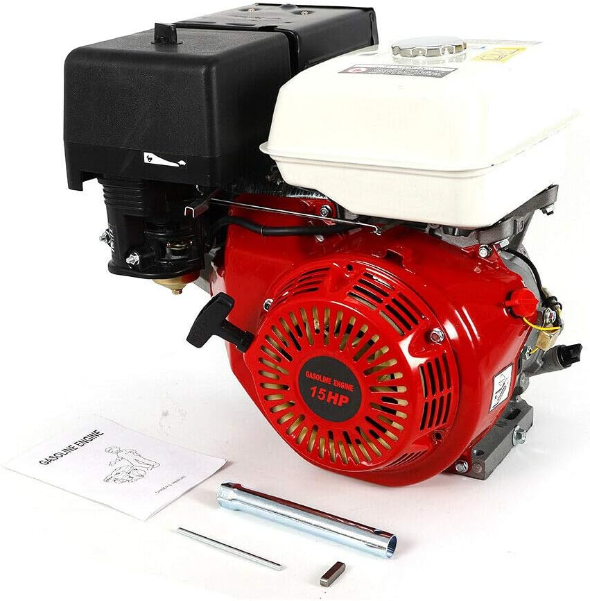 TFCFL 420CC 15HP 4 Stroke Gas Engine, Upthehill Go Kart Gas Engine Manual Recoil Start Engine 4 Stroke OHV Single Cylinder Motor with Air-Cooling Motor (Black)