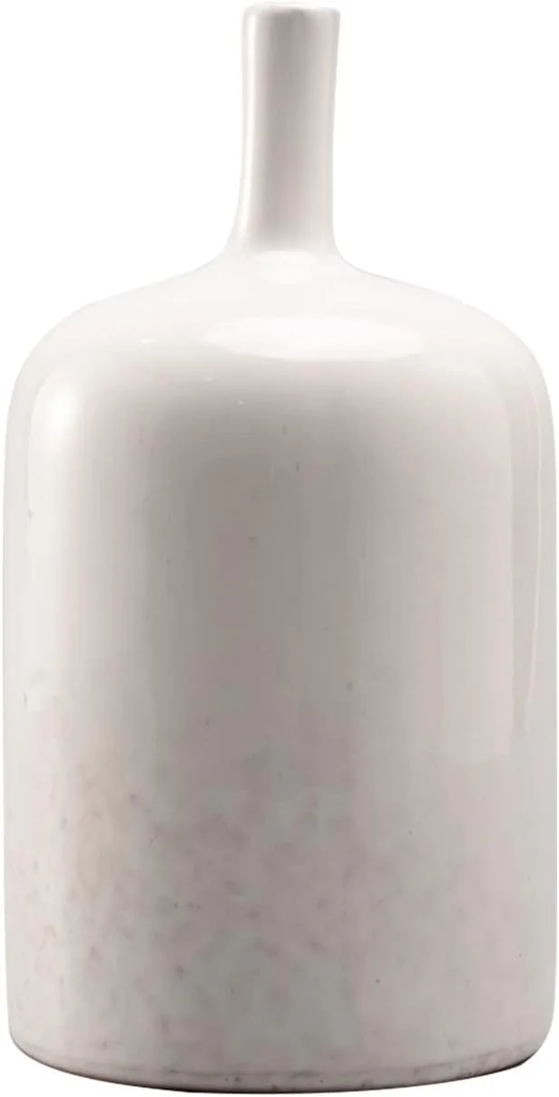 White Ceramic Vase, 9.5 Inch Long Neck, Spring Decorations