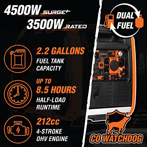 WEN Quiet 6800-Watt Dual Fuel RV-Ready Electric Start Portable Inverter Generator with Fuel Shut Off and CO Watchdog for Electric Vehicle Backup (DF680iX) - Radiant Selections