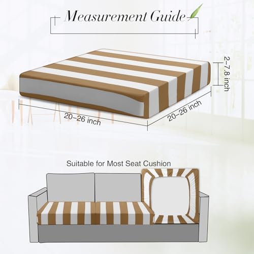 8Pcs Outdoor Stretch Cushion Covers Patio Stripe Sofa Cushion Cover Slipcovers Replacement Patio Furniture Couch Cushions Cover Chair Seat Cover Washable Soft Protector for Pet (Gray)