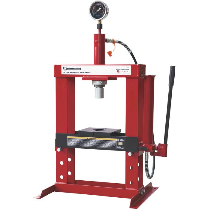 Strongway Benchtop 10-Ton Hydraulic Shop Press with Gauge NTY10003