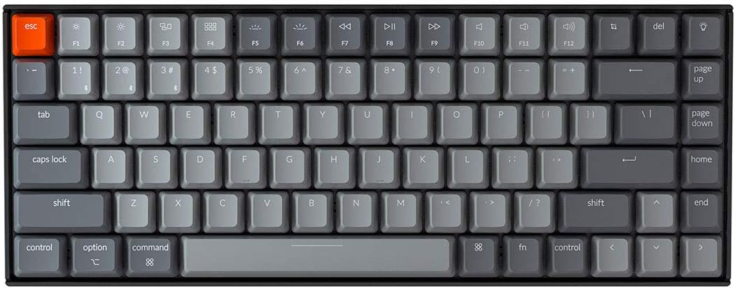 Keychron K2 75% Layout Bluetooth Wireless Mechanical Keyboard with Gateron G Pro Brown Switch/White LED Backlit/USB C/Anti Ghosting/N-Key Rollover, 84 Keys Gaming Keyboard for Mac Windows-Version 2