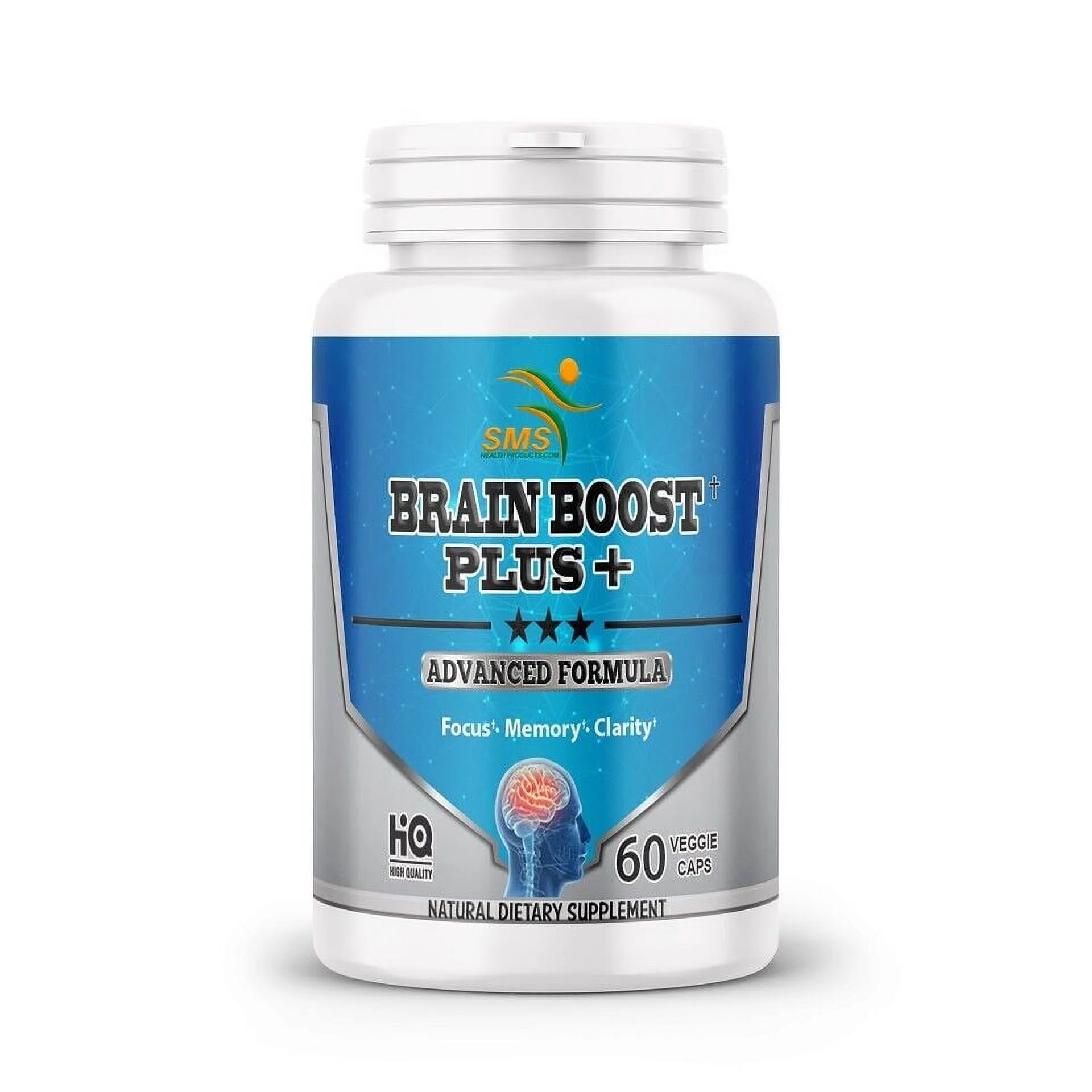 Brain Boost Supplement Pills Better Mental Focus Memory Concentration Energy - 60 Capsules
