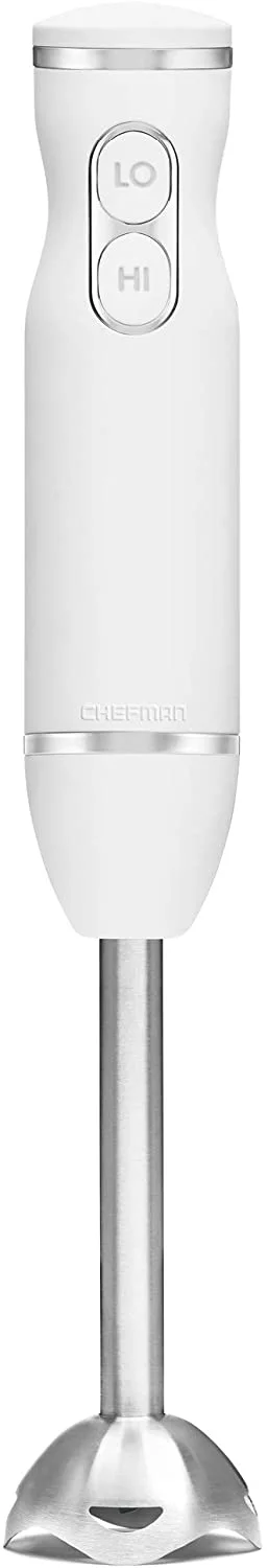 Chefman Immersion Stick Hand Blender with Stainless Steel Blades, Powerful Electric Ice Crushing 2-Speed Control Handheld Food Mixer, Purees, Smoothies, Shakes, Sauces & Soups, Ivory