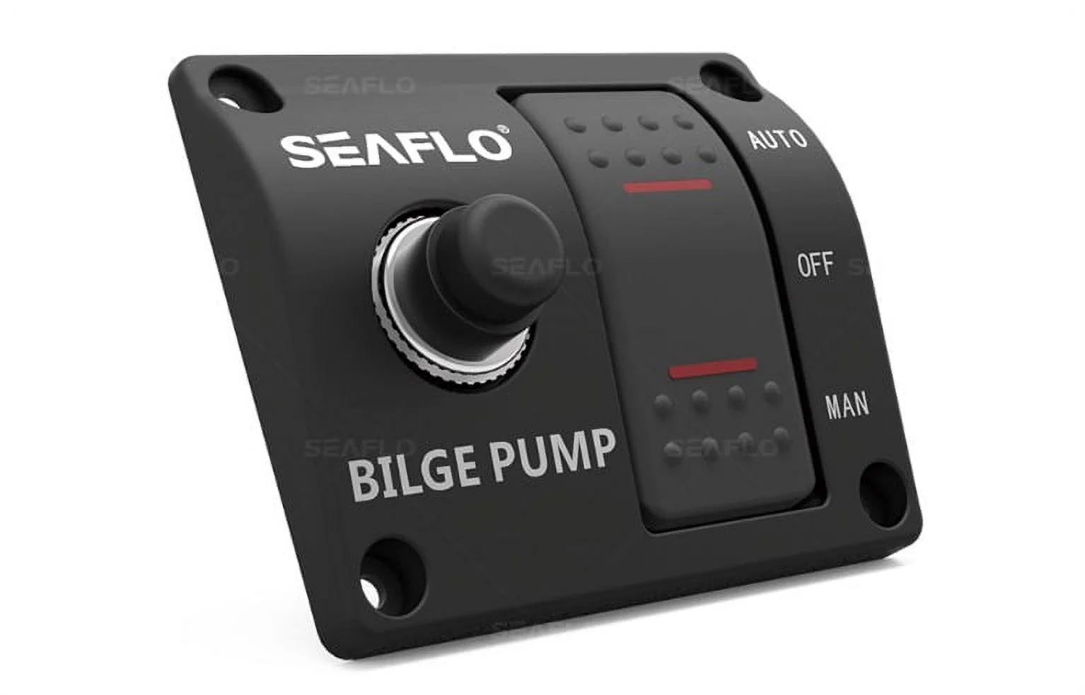 SEAFLO 3-Way Bilge Pump Switch Panel (Automatic-Off-Manual) 12v 24v w/ Built-In Fuse Holder