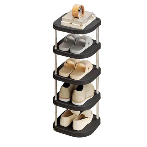 Vertical Free Standing Shoe Rack for Front Door Entrance Shoe Organizer Cabinet for Closet Entryway Tall Narrow Shoe Shelf Storage for Small Space (10 Tier-Black)