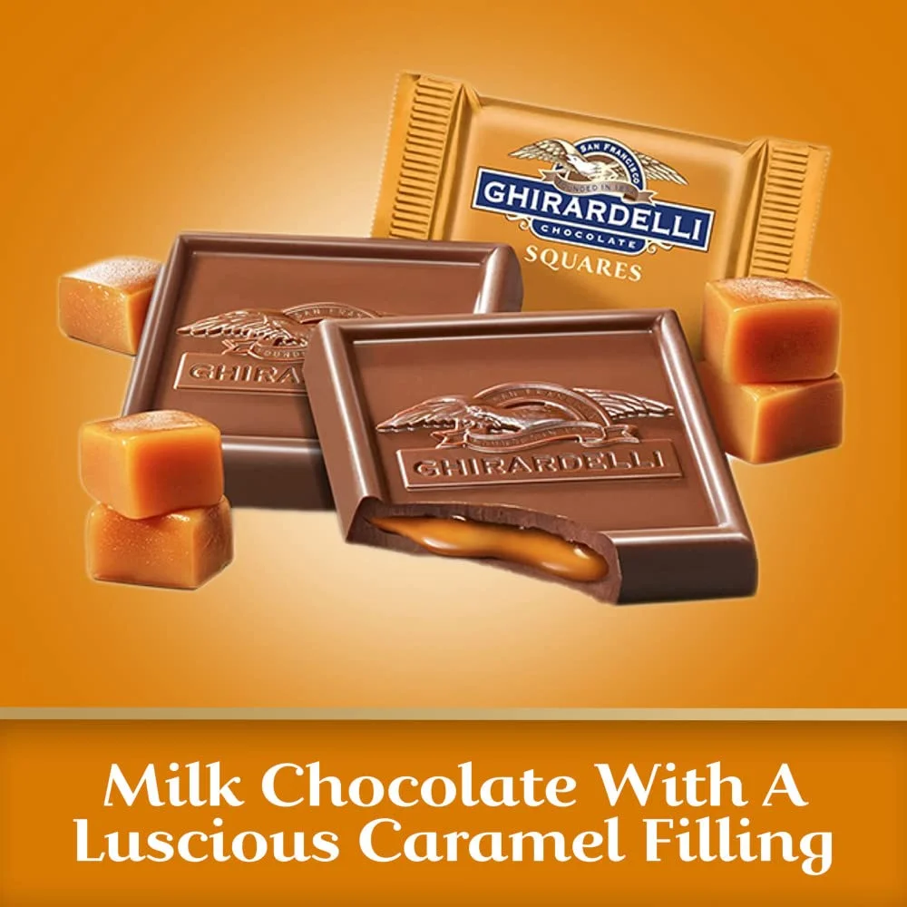 GHIRARDELLI Milk Chocolate Squares with Caramel Filling, Milk Chocolate Caramel Candy Squares, (Pack of 3)