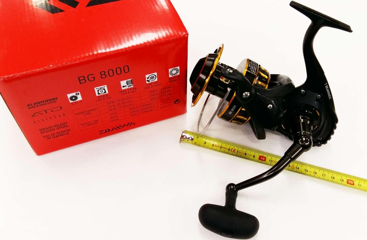 Daiwa BG8000 BG Saltwater Spinning Reel, 8000, 5.3: 1 Gear Ratio, 6+1 Bearings, 53.30