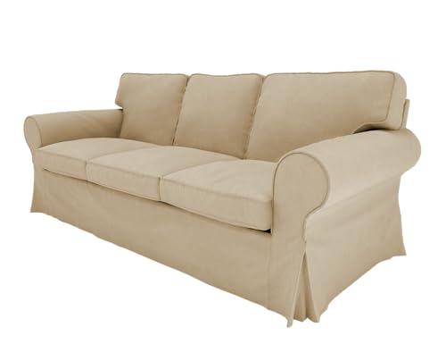 EKTORP Sofa Cover 3 Seat (86in), Ektorp Couch Covers Made Compatible for IKEA Ektorp Sofa, Sofa Cover for Living Room, Linen Sofa Slipcovers (3 Seat, T-4)