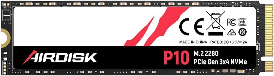 AirDisk 500GB SSD, M.2 2280 PCIe 3.0 Gen3x4, NVMe 1.4, up to 3200MB/s Read, 1700MB/s Write, 3D NAND Flash Memory Internal SSD, Game/Performance Internal Solid State Drive for Laptop/PC/Computer Pack of 2