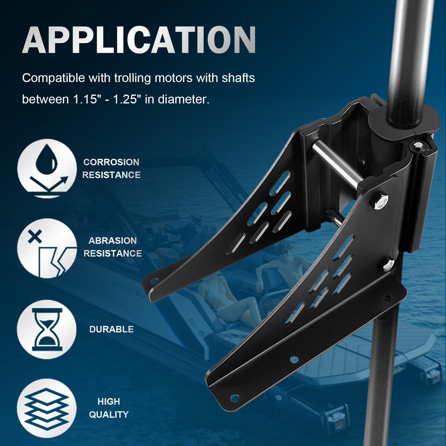 Universal Trolling Motor Deck Mount Replacement for Newport Vessels Pontoon Motor Bracket for Shafts Between 1.15