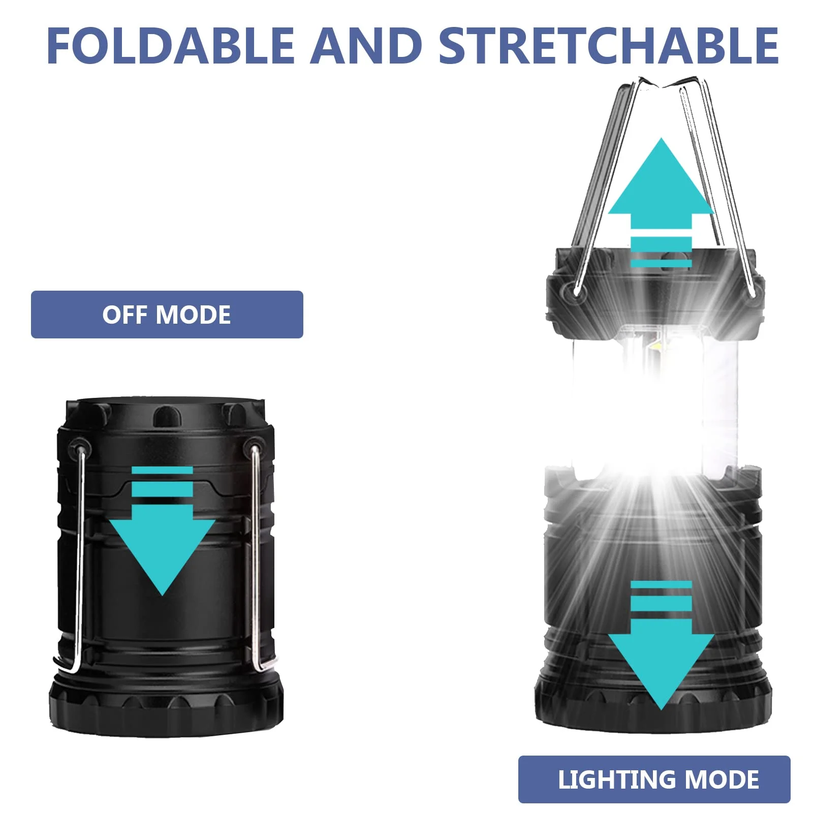 JELLAS 4 Pack Camping Lantern, 2 Pack 30 LED Bulbs Camping Lantern and 2 Pack COB Flashlight, AAA Batteries (Not included)