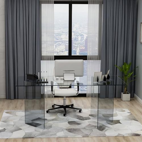 Minimalist Boss Desk Office Desk Light Luxury Tempered Glass Computer Home Desk Acrylic Modern Table Writing Desk(220 * 80 * 75cm) (One Color 220 * 80 * 75cm)