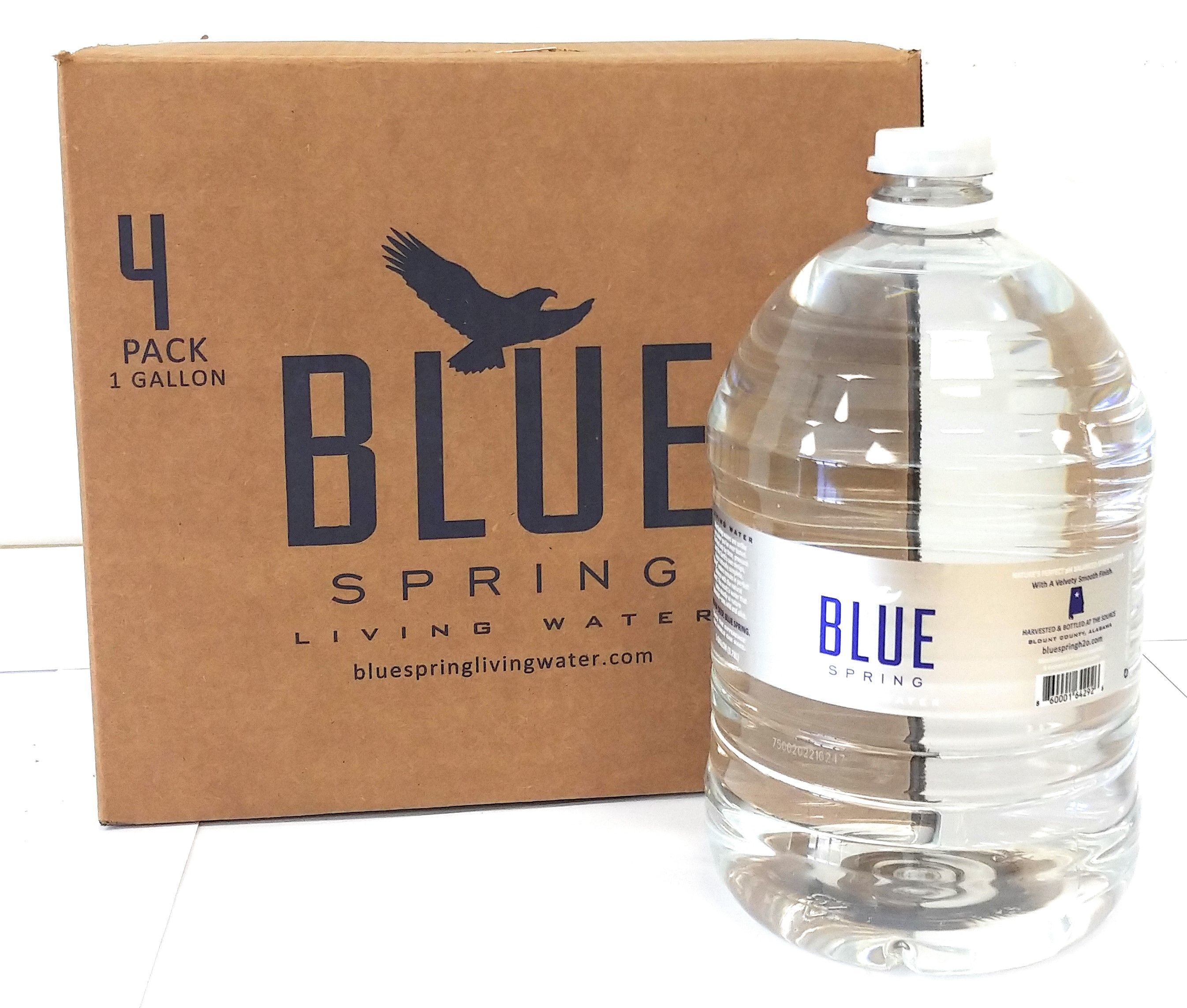 Blue Spring Natural Spring Water, Ph Balanced, Bottled Water, 4 Gallons per Case