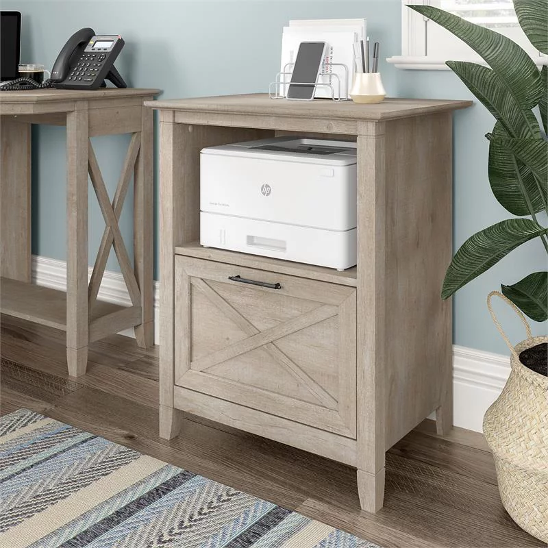 Urbanpro Lateral File Cabinet with Shelf in Washed Gray - Engineered Wood
