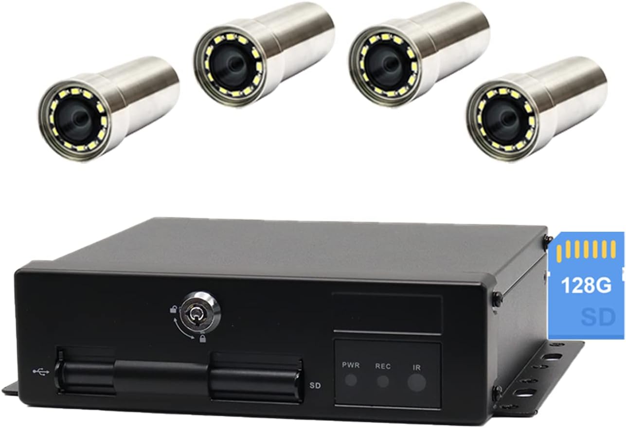 LINOVISION Modular Underwater Camera KIT with Compact Size and Remote Network Access, Underwater Inspection for Swimming Pool, Aquariums, Tunnels. 1 Main Unit XVR04M and 4 Sensor Units FOV 90°/160°