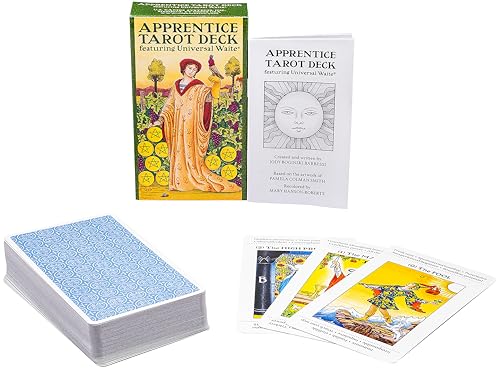 Apprentice Tarot Deck: 78 Cards for Beginners featuring Universal Waite® with Tarot Meanings & Keywords for Easy Learning, Colorful Visual Cues for Divination, Includes 36-Page Instruction Booklet
