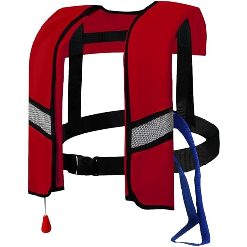 150N Automatic Inflatable Life Jacket – Adjustable Nylon Swim Vest with CO2 Inflation, Reflective Strips & Safety Buckle