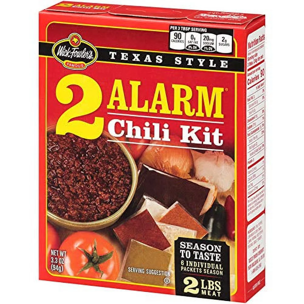 Wick Fowler's Texas Style 2 Alarm Chili Kit, 3.3 oz Pack Of 8