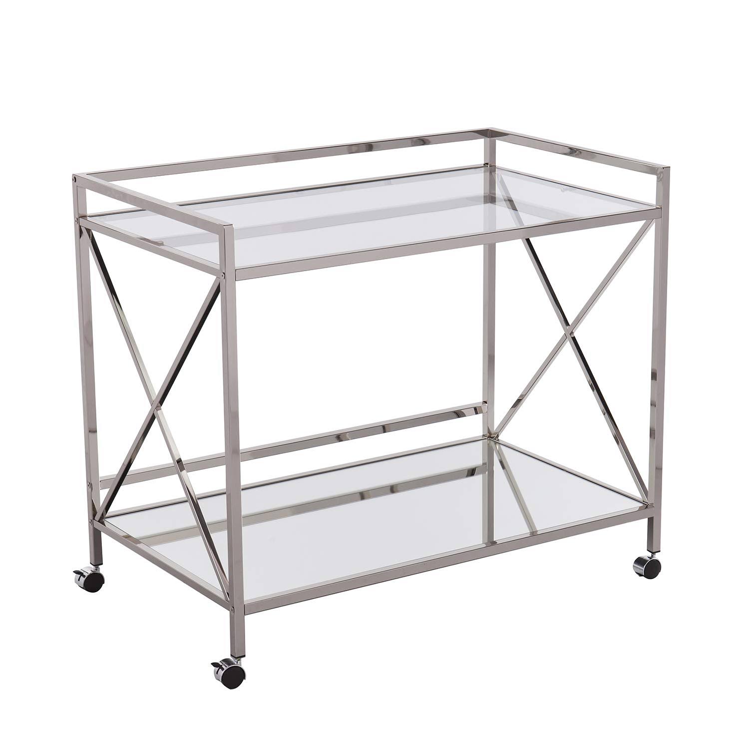 SEI Furniture Southern Enterprises Maxton Bar Cart, Polished Silver