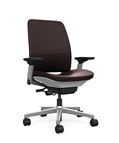 Steelcase Amia Task Chair: Platinum Frame/Base - 4 Way Adjustable Arms - Standard Carpet Casters