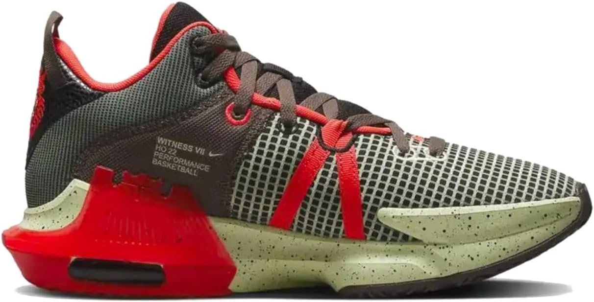 Nike Men's Lebron Witness 7 Basketball Shoes in Black/Bright Crimson/Alligator/Barely Volt
