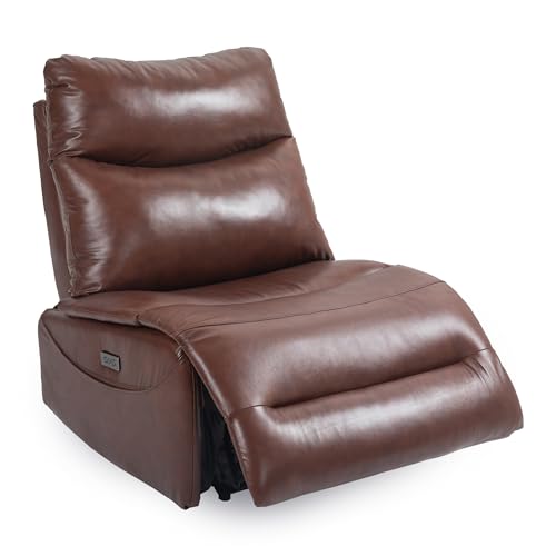 Genuine Leather Electric Power Recliner Chair with USB Charge Ports, 33.5'' Extra Large Width Powered Reclining Chair for Living Room Bedroom Home Theater