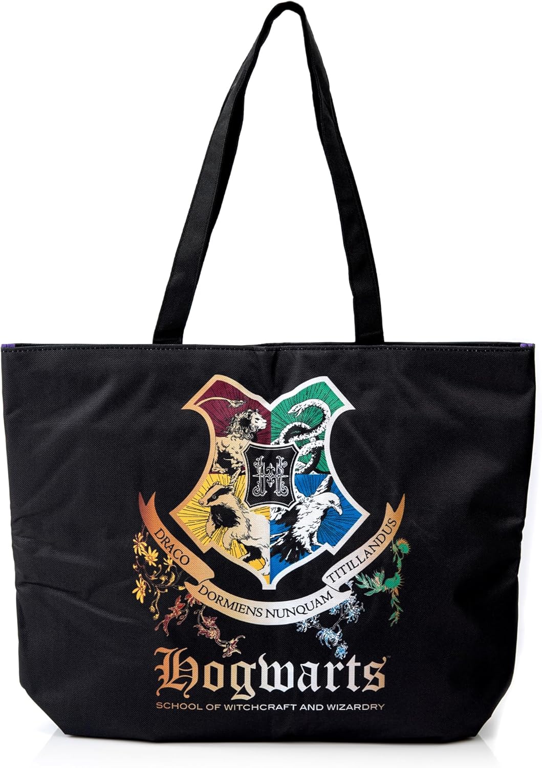 CON*QUEST Conquest Journals Harry Potter Hogwarts Tote Bag with Padded Laptop Sleeve, Inside Pocket, Elastic Wand Loop, Zipper Closure, Officially Licensed