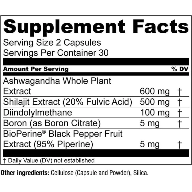 Essential Elements T-Hero Platinum Male Health Supplement for Mens Health - Muscle Growth Support & T-Health with Shoden Ashwagandha, Shilajit, DIM & More - Gym Supplements for Men - 60 Caps