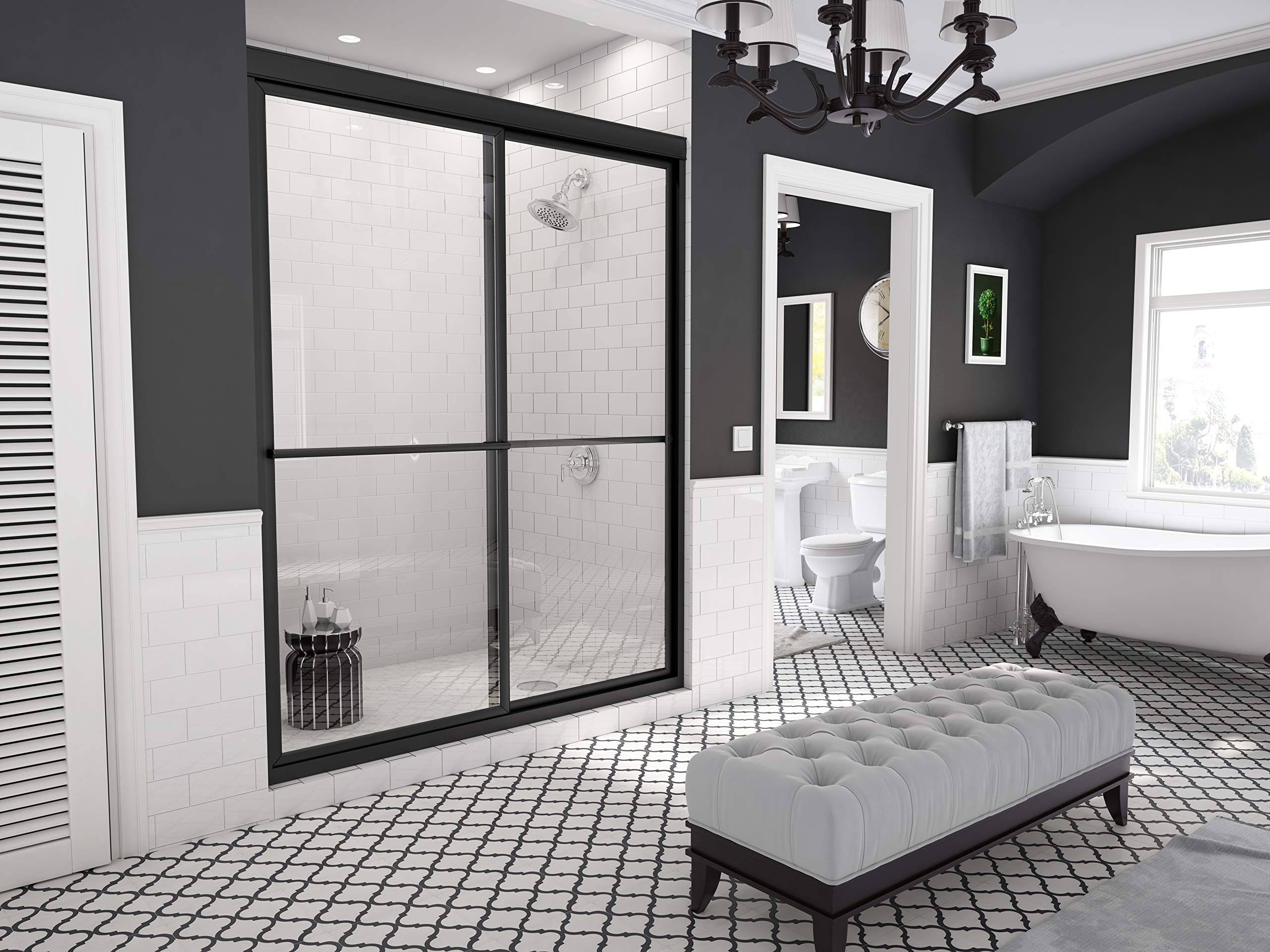 Coastal Shower Doors 1642.70-C Newport Series 42 inch x 70 inch Framed Sliding Shower DOOR, Black