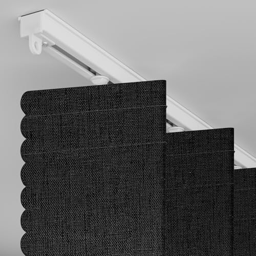 100% Blackout Accordion Door Curtain Invisible Folding Door Accordion Doors Interior Magnetic Door Curtain for Bedroom Living Room Doorway Curtain Sets Included Tracks (1Panel, 43W x 79 L, Grey)